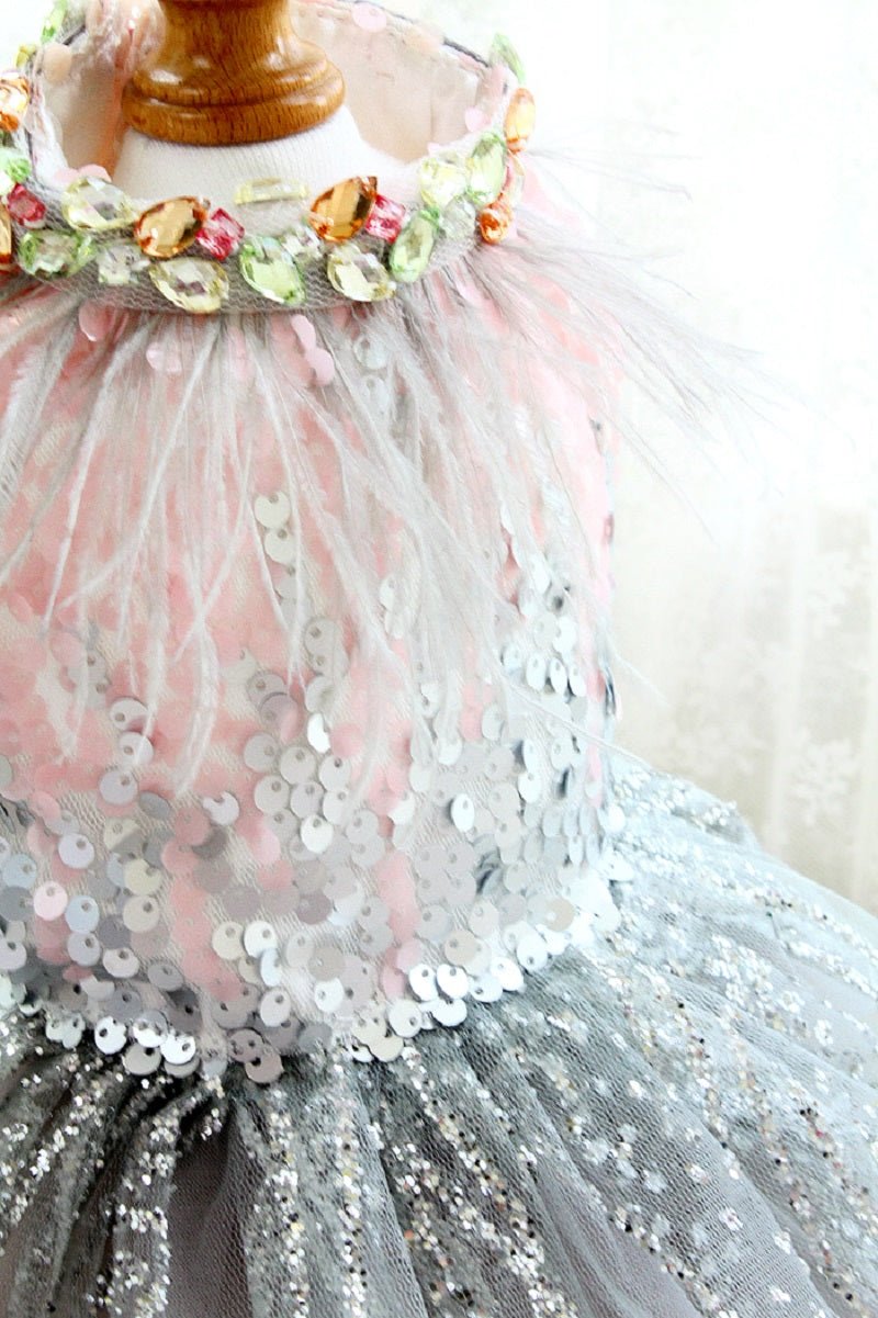 Sequin & Feather Glam Princess Dress | Luxury Dog Clothing | Stella & Bone - Stella & Bone