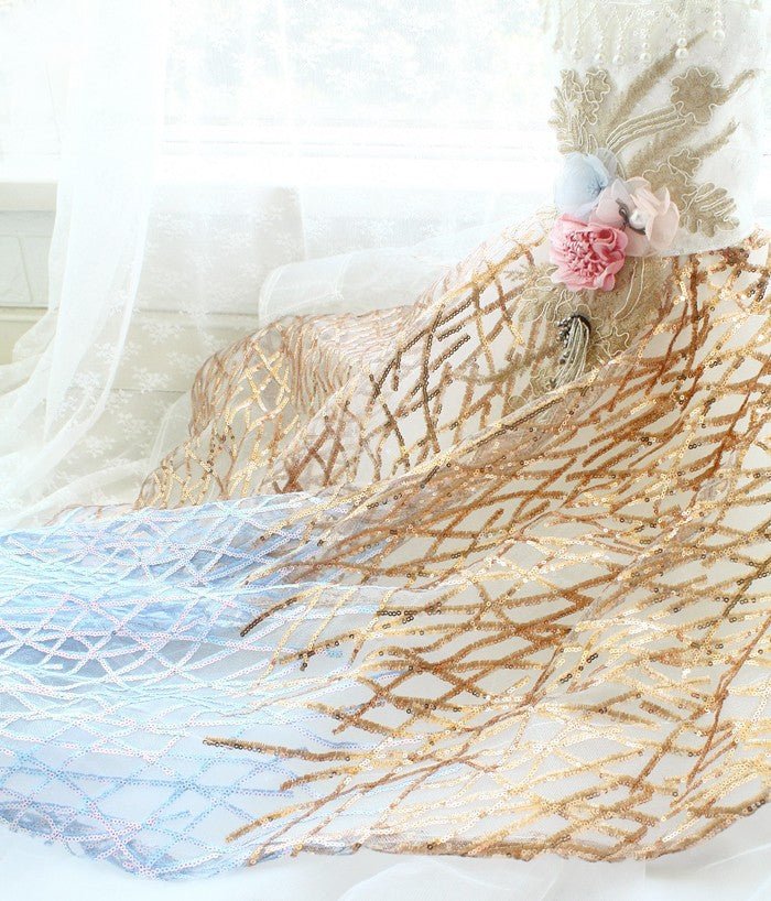 L'Aurore | Gold & Blue Pearl Princess Dog Gown | Stella & Bone
