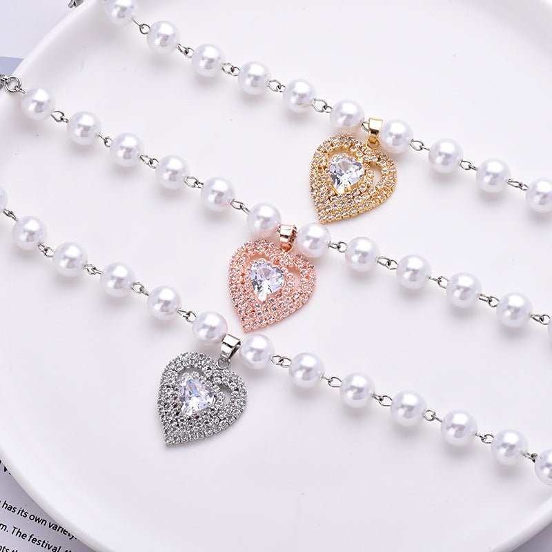 Heart Charm Pearl Necklace | Elegant & Romantic | Dogs & Cats | Stella & Bone - Stella & Bone