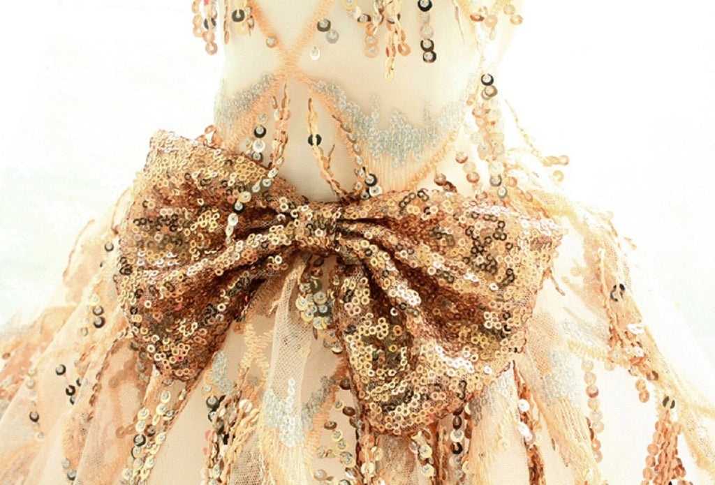 Gold Sequin Couture Evening Gown | Luxury Dog Clothing | Stella & Bone - Stella & Bone