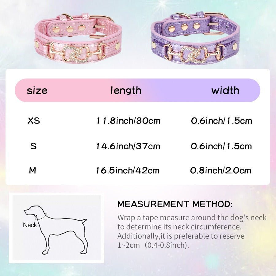 Luxury Crystal Heart Dog Collar – Pink & Purple Croc Texture | Stella & Bone - Stella & Bone