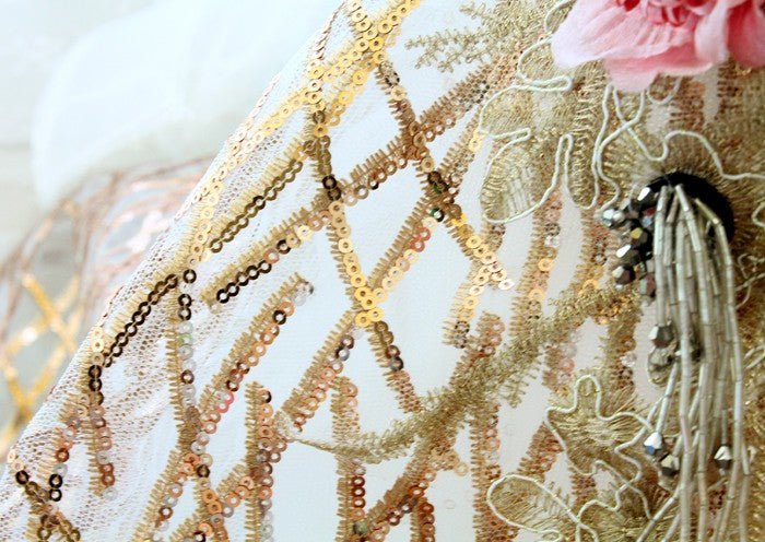 L'Aurore | Gold & Blue Pearl Princess Dog Gown | Stella & Bone