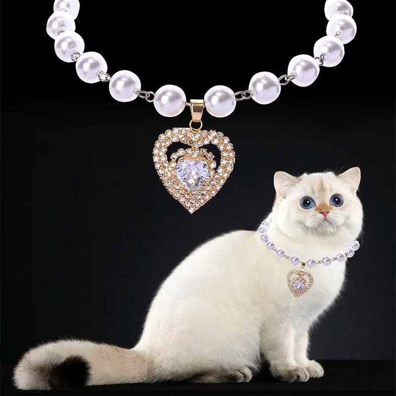 Heart Charm Pearl Necklace | Elegant & Romantic | Dogs & Cats | Stella & Bone - Stella & Bone