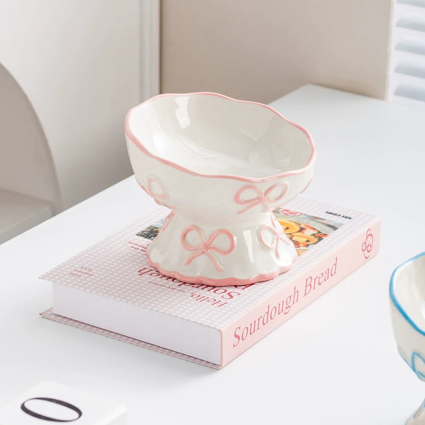 Bow & Scallop Ceramic Pet Bowl | Elevated Princess Feeding Bowl | Stella & Bone