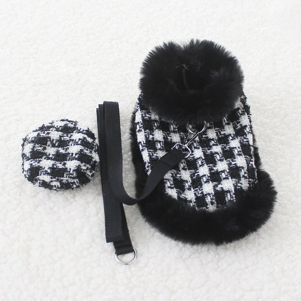 Dog Houndstooth Cape, Hat & Leash Set | Classic Style | XS–XL | Stella & Bone - Stella & Bone