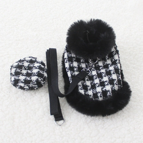 Dog Houndstooth Cape, Hat & Leash Set | Classic Style | XS–XL | Stella & Bone - Stella & Bone