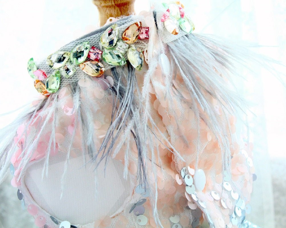 Sequin & Feather Glam Princess Dress | Luxury Dog Clothing | Stella & Bone - Stella & Bone