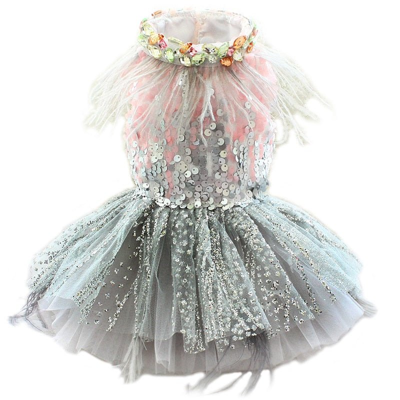 Sequin & Feather Glam Princess Dress | Luxury Dog Clothing | Stella & Bone - Stella & Bone