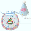 Festive Birthday Cake Pet Kit | Cone Hat + Bib | Cake & Blue | Large | Stella & Bone