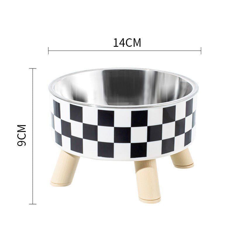 Elevated Pet Bowl with Legs | Checkered Stainless Steel | Stella & Bone - Stella & Bone
