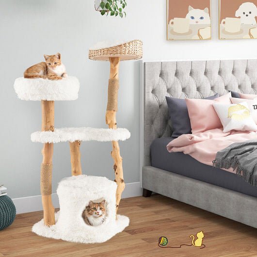 Sanctuary Cat Tower | Cattail Basket & Plush Perch | Indoor Cats | Stella & Bone