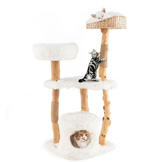 Sanctuary Cat Tower | Cattail Basket & Plush Perch | Indoor Cats | Stella & Bone