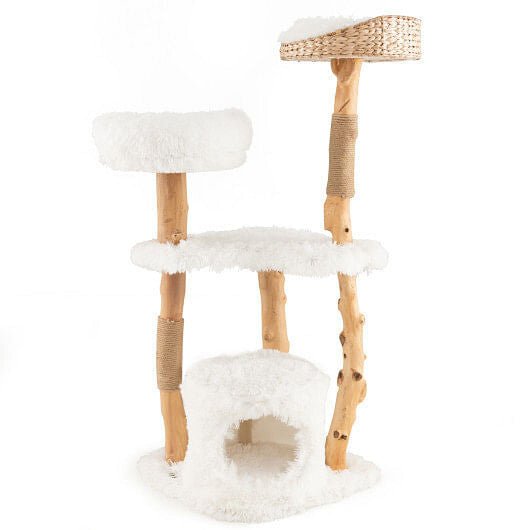 Sanctuary Cat Tower | Cattail Basket & Plush Perch | Indoor Cats | Stella & Bone