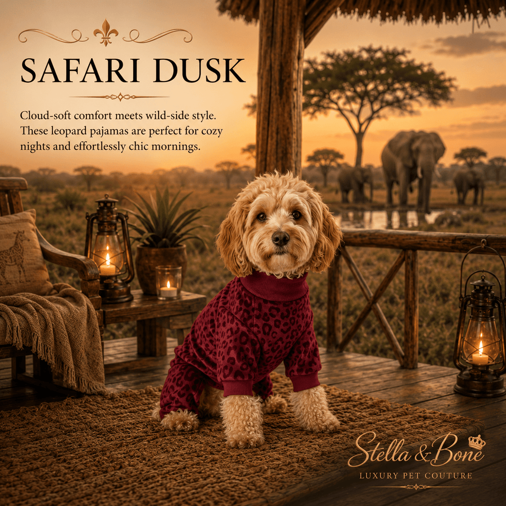 Safari Dusk | Leopard Loungewear Dog Pajamas | Stella & Bone