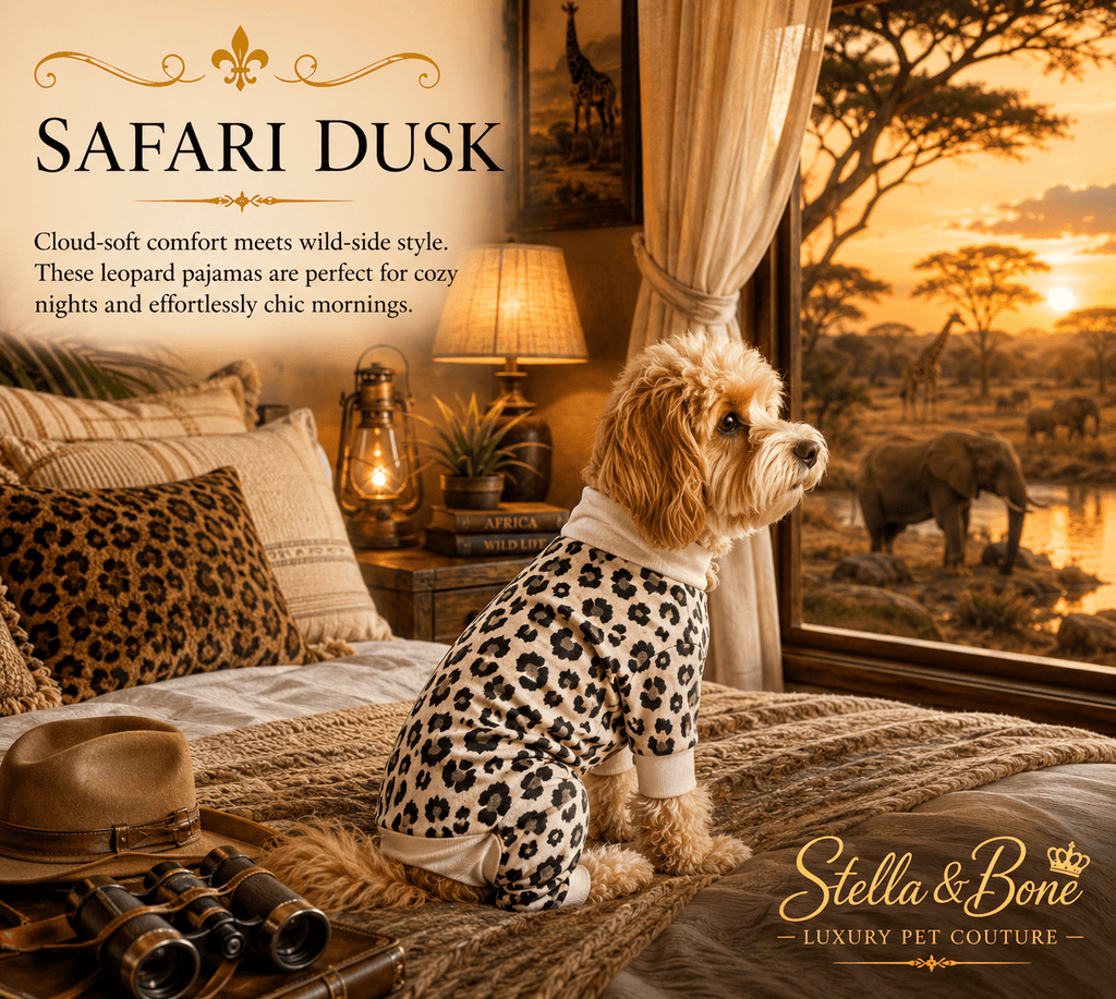 Safari Dusk | Leopard Loungewear Dog Pajamas | Stella & Bone