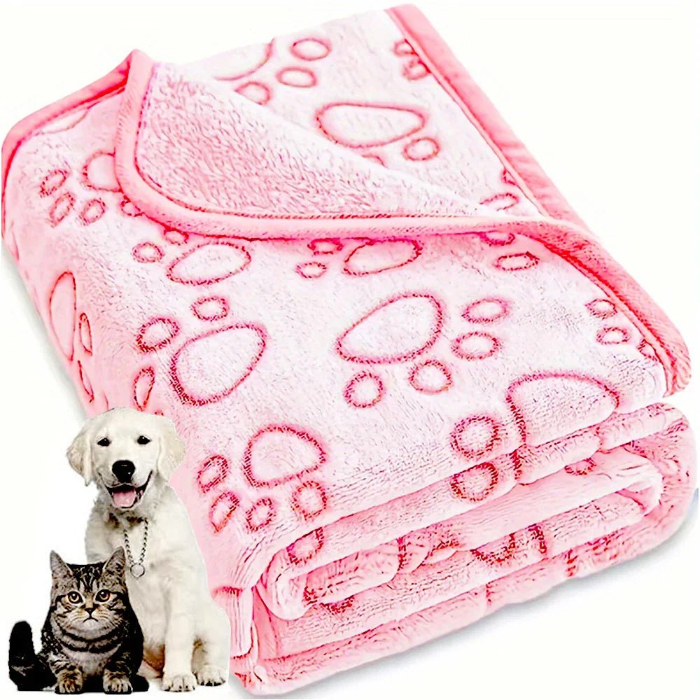 Soft Fluffy Pet Blanket | Warm Paw Print Fleece for Dogs & Cats | Stella & Bone - Stella & Bone