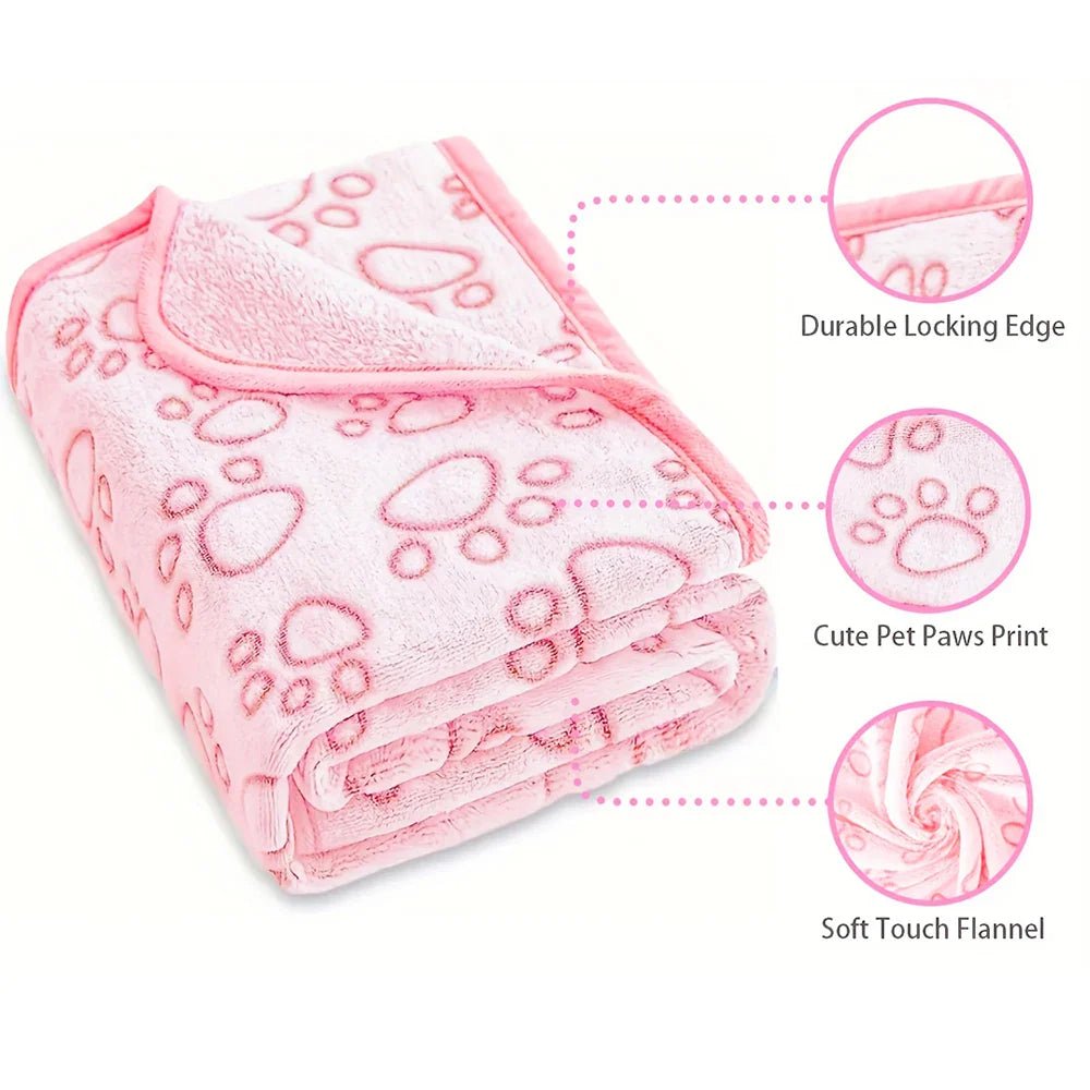 Soft Fluffy Pet Blanket | Warm Paw Print Fleece for Dogs & Cats | Stella & Bone - Stella & Bone