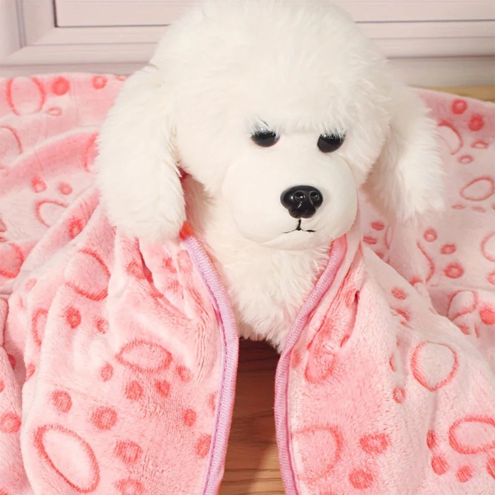 Soft Fluffy Pet Blanket | Warm Paw Print Fleece for Dogs & Cats | Stella & Bone - Stella & Bone