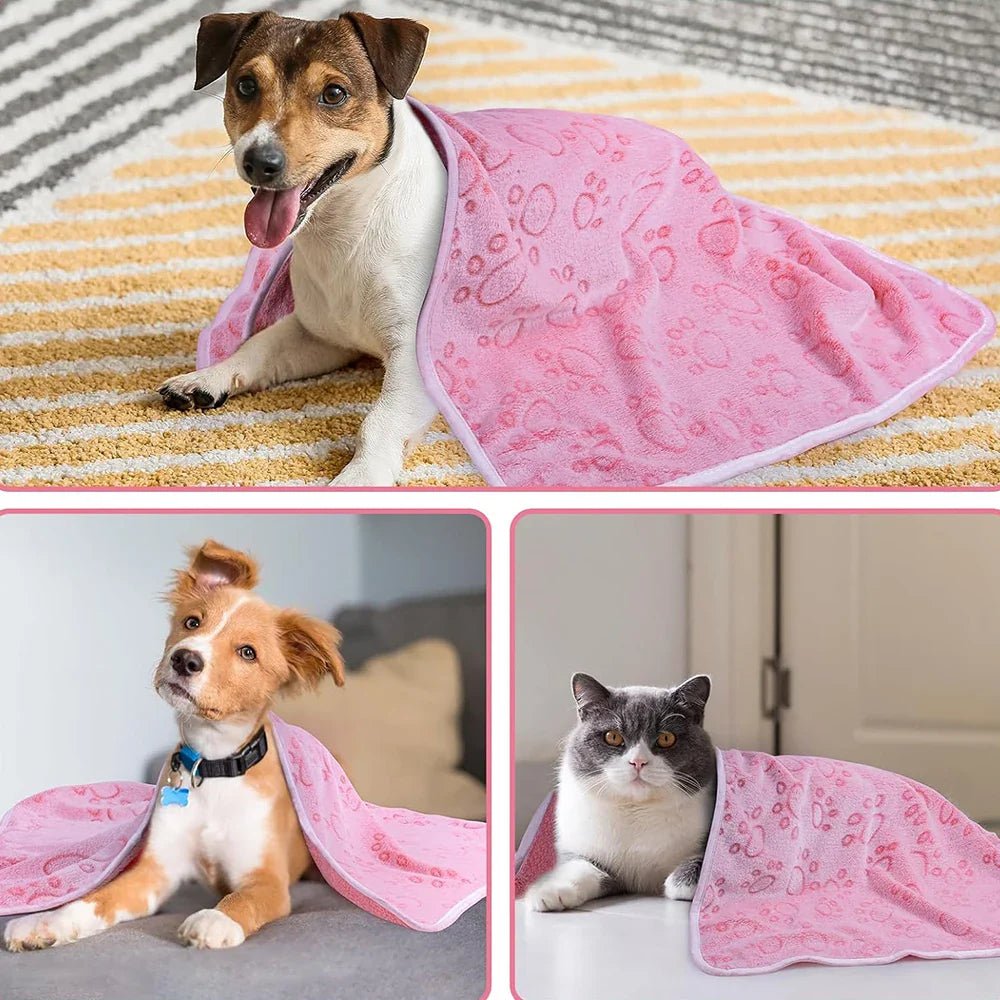 Soft Fluffy Pet Blanket | Warm Paw Print Fleece for Dogs & Cats | Stella & Bone - Stella & Bone