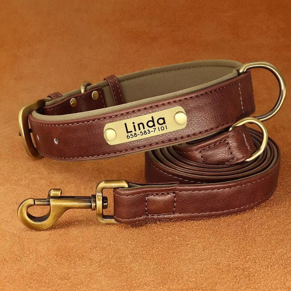 Personalized Dog Collar | Custom Engraved PU Leather | 4 Designs & 5 Sizes | Stella & Bone - Stella & Bone