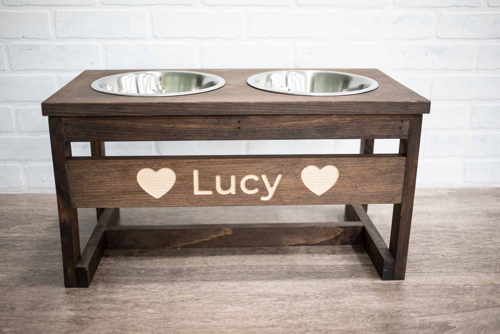 Handmade Dog Bowl Stand | Raised Feeder with Stainless Steel Bowls | Stella & Bone - Stella & Bone