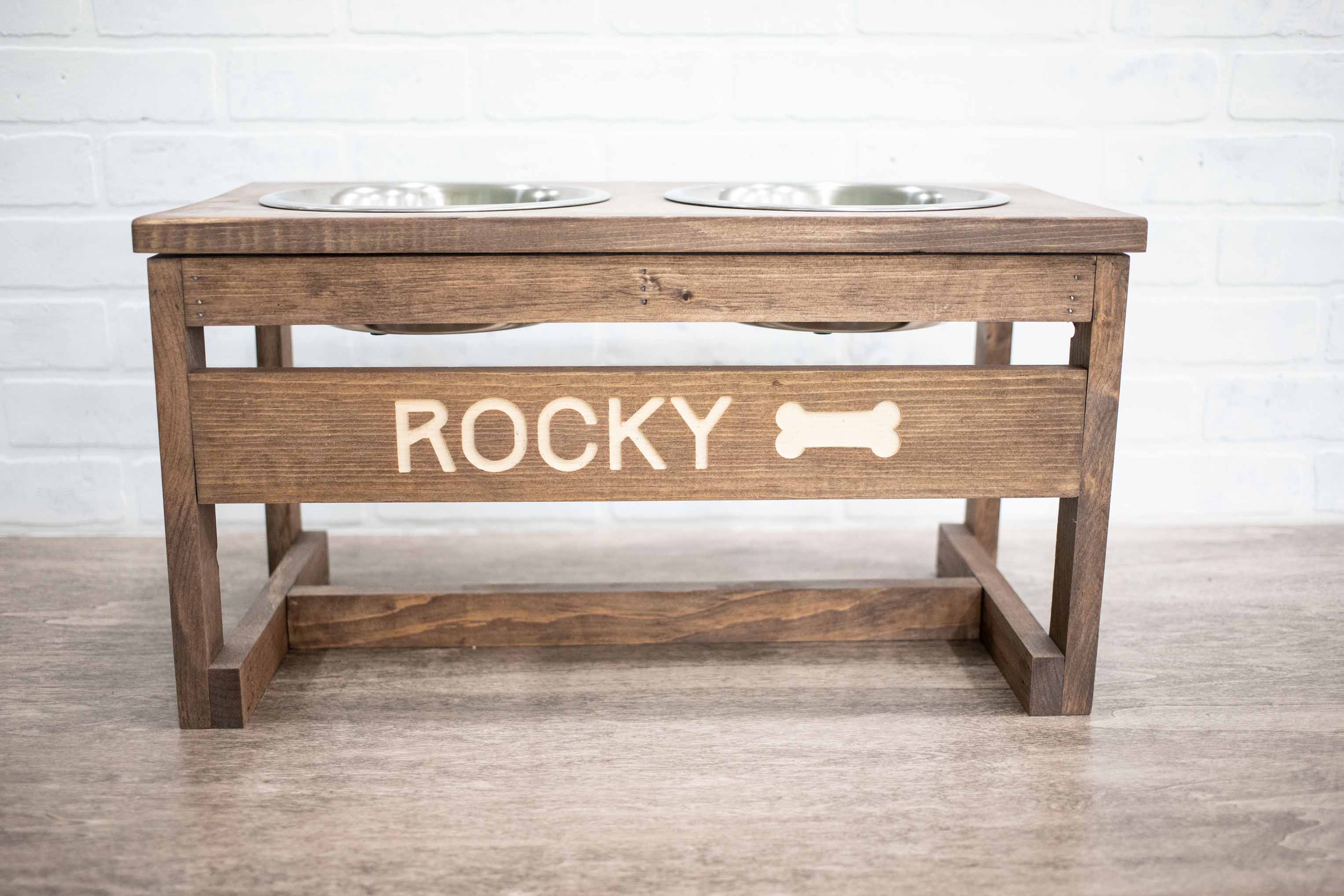 Handmade Dog Bowl Stand | Raised Feeder with Stainless Steel Bowls | Stella & Bone - Stella & Bone