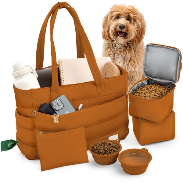 Dog Travel Tote Bag for Dog Moms | Quilted Tote with Dog Bowls & Pockets | Stella & Bone - Stella & Bone