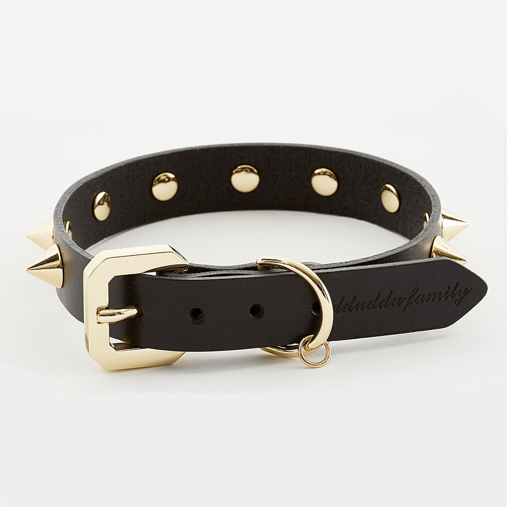 Golden Spike Leather Collar | Dogs | Stella & Bone - Stella & Bone