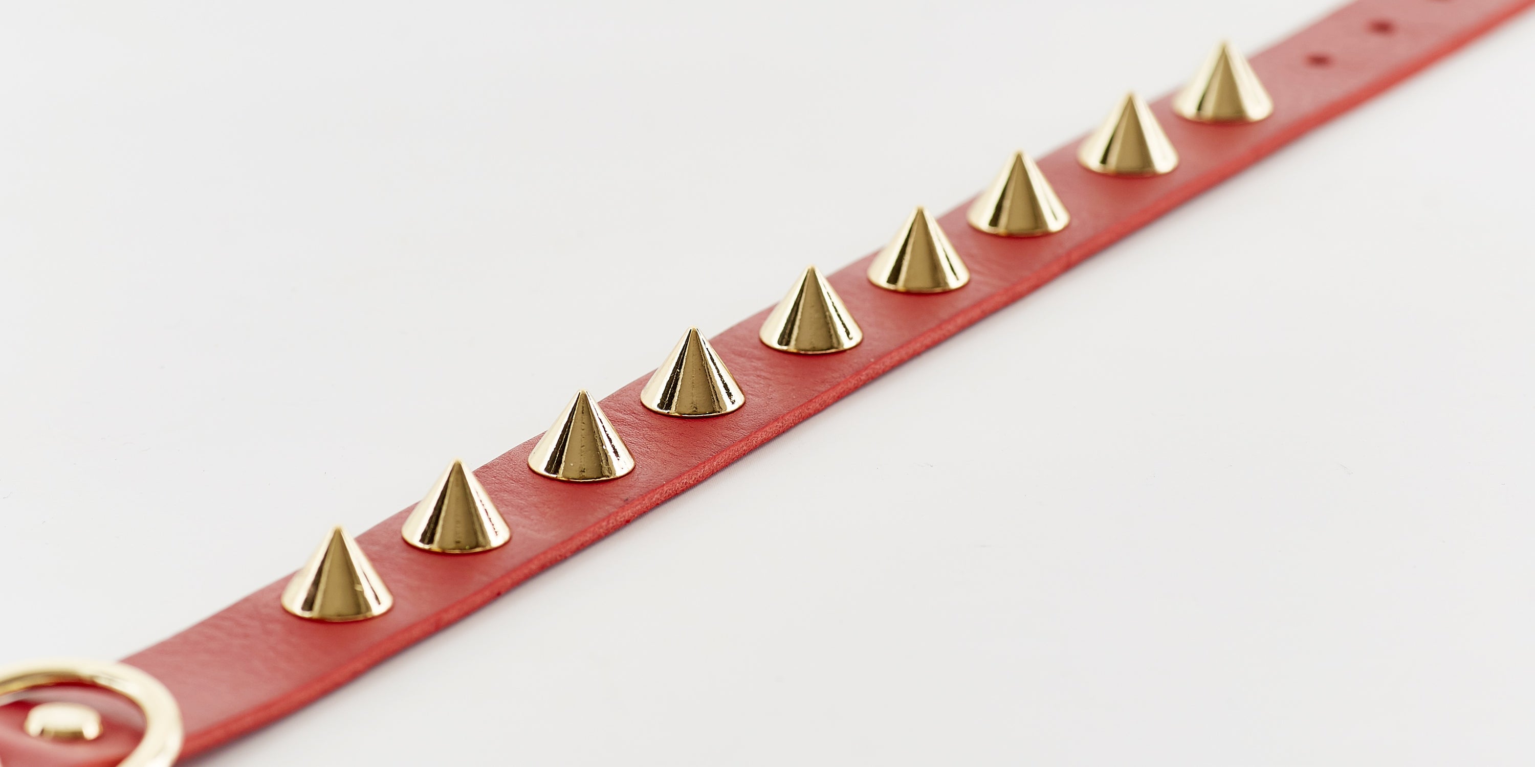 Golden Spike Leather Collar in Red | Dogs | Stella & Bone - Stella & Bone