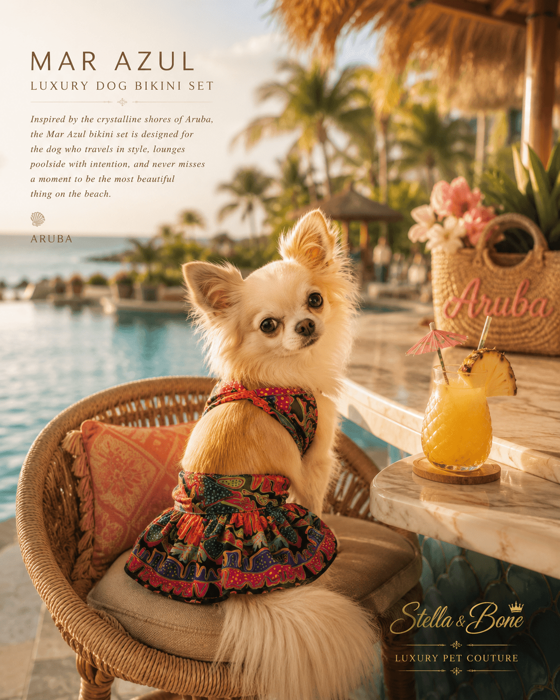 Mar Azul | Luxury Dog Bikini Set | Print | Stella & Bone