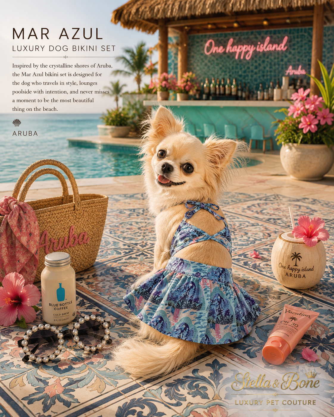 Mar Azul | Luxury Dog Blue Bikini Set | Stella & Bone