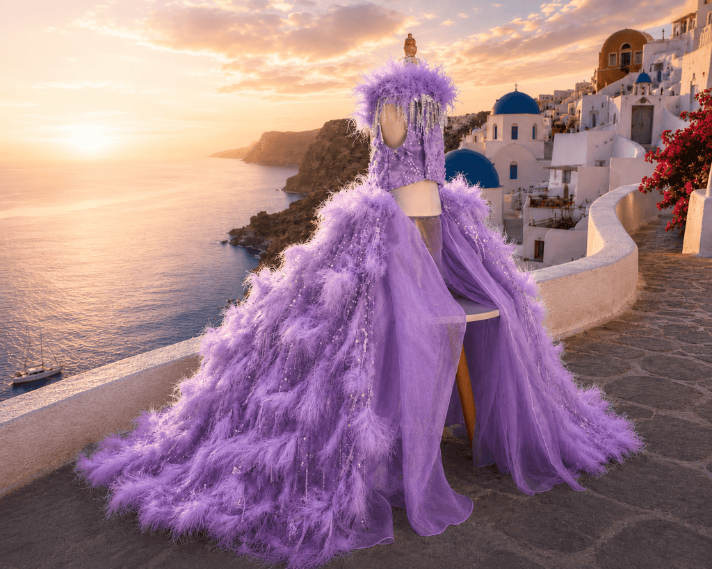 La Lavande | Feather Crystal Couture Dog Gown | Stella & Bone