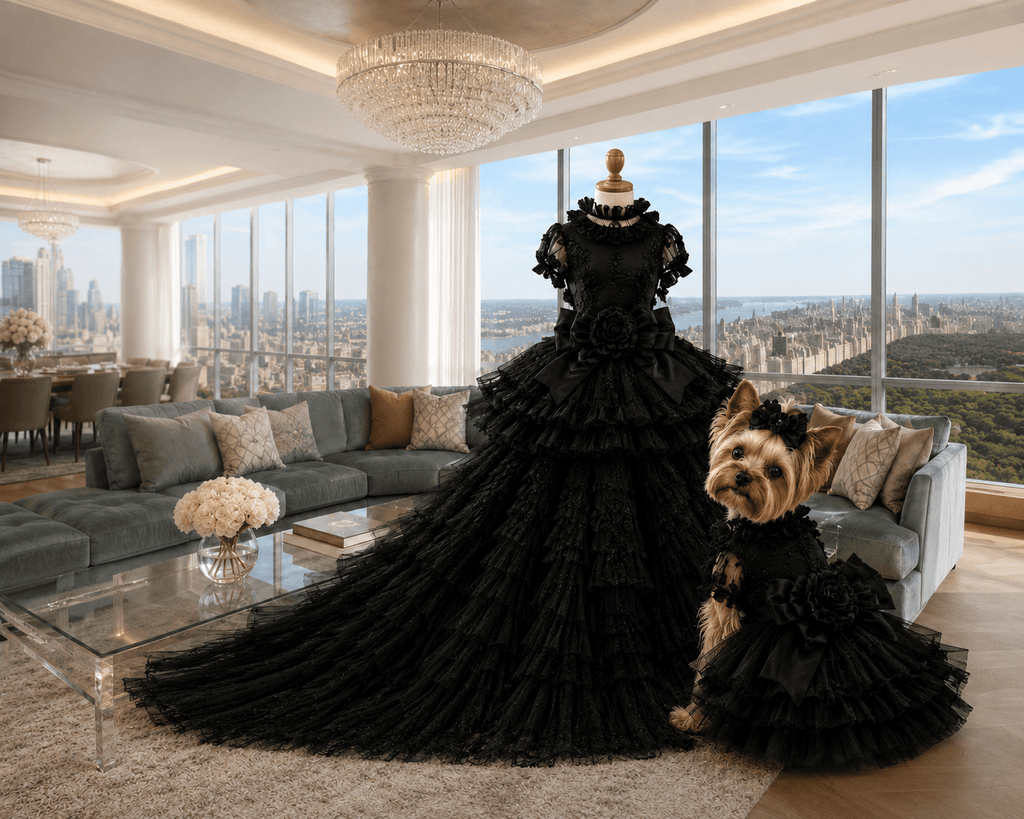 57th & Noir | Black Couture Dog Gown | Stella & Bone