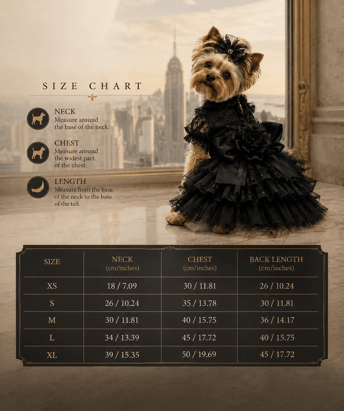 57th & Noir | Black Couture Dog Gown | Stella & Bone