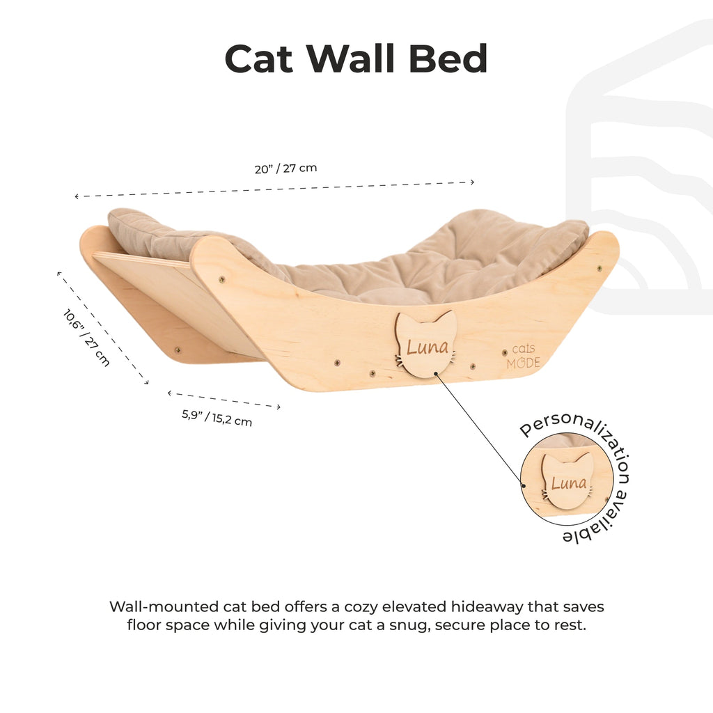 Wall-Mounted Cat Lounger | Light Wood | Stella & Bone - Stella & Bone
