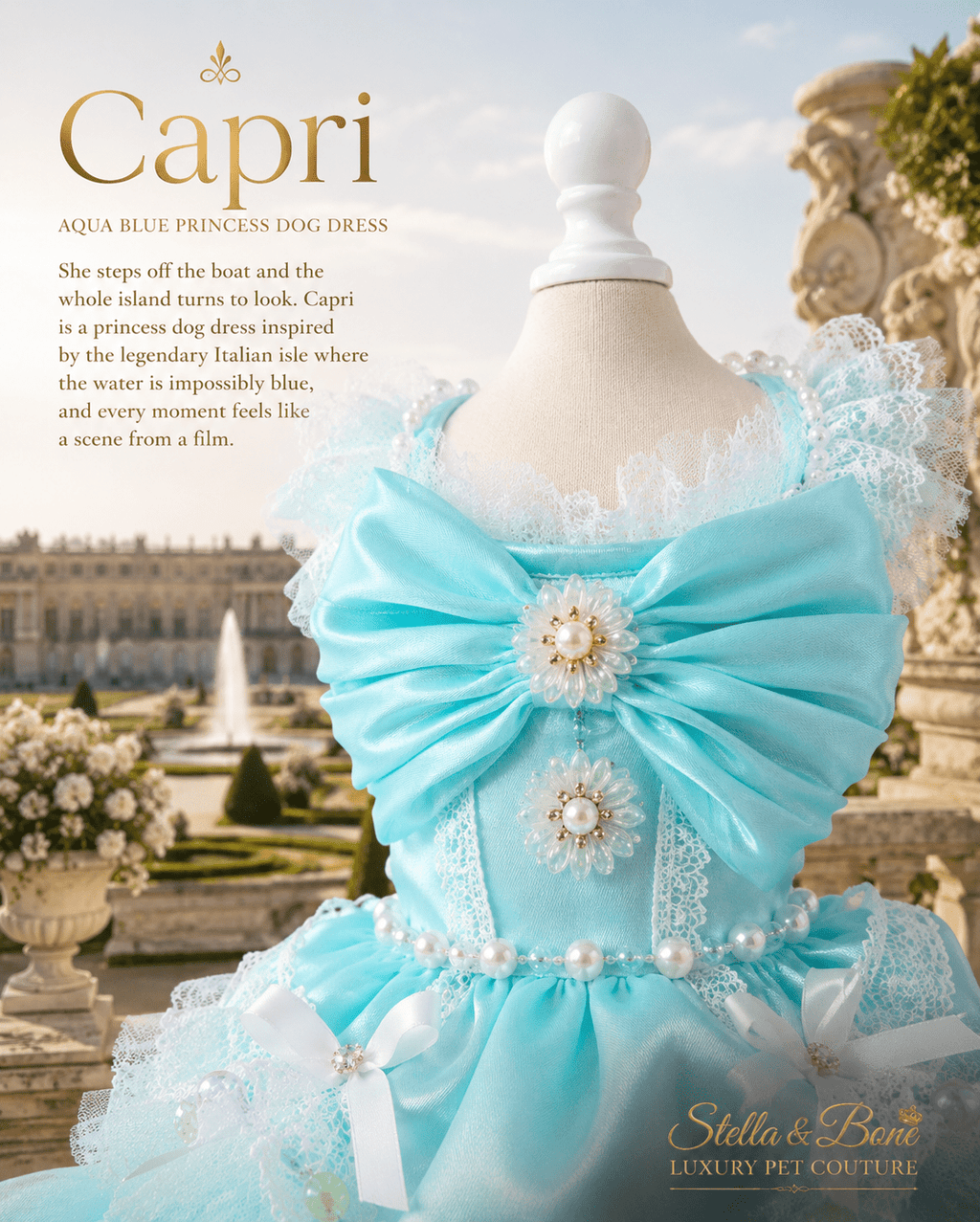 Capri | Aqua Blue Princess Dog Dress | Stella & Bone