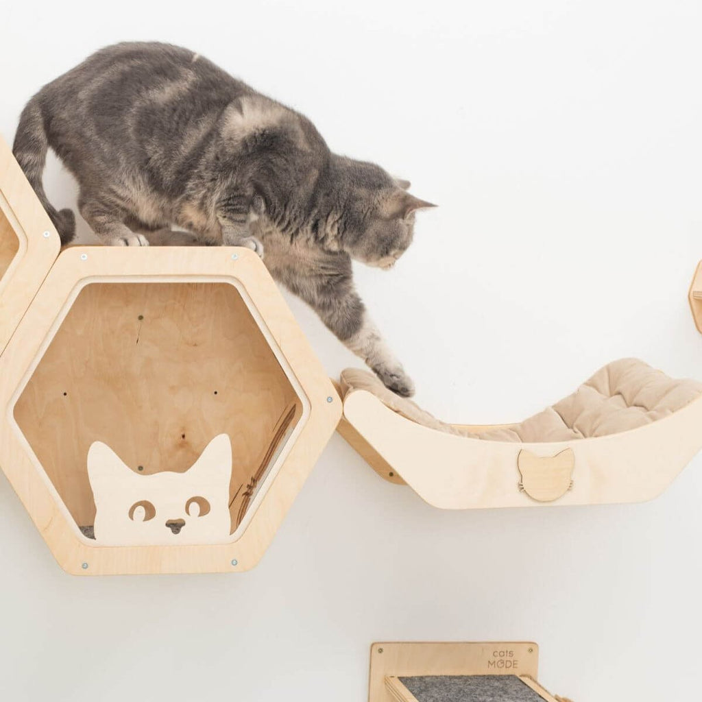 Wall-Mounted Cat Lounger | Light Wood | Stella & Bone - Stella & Bone