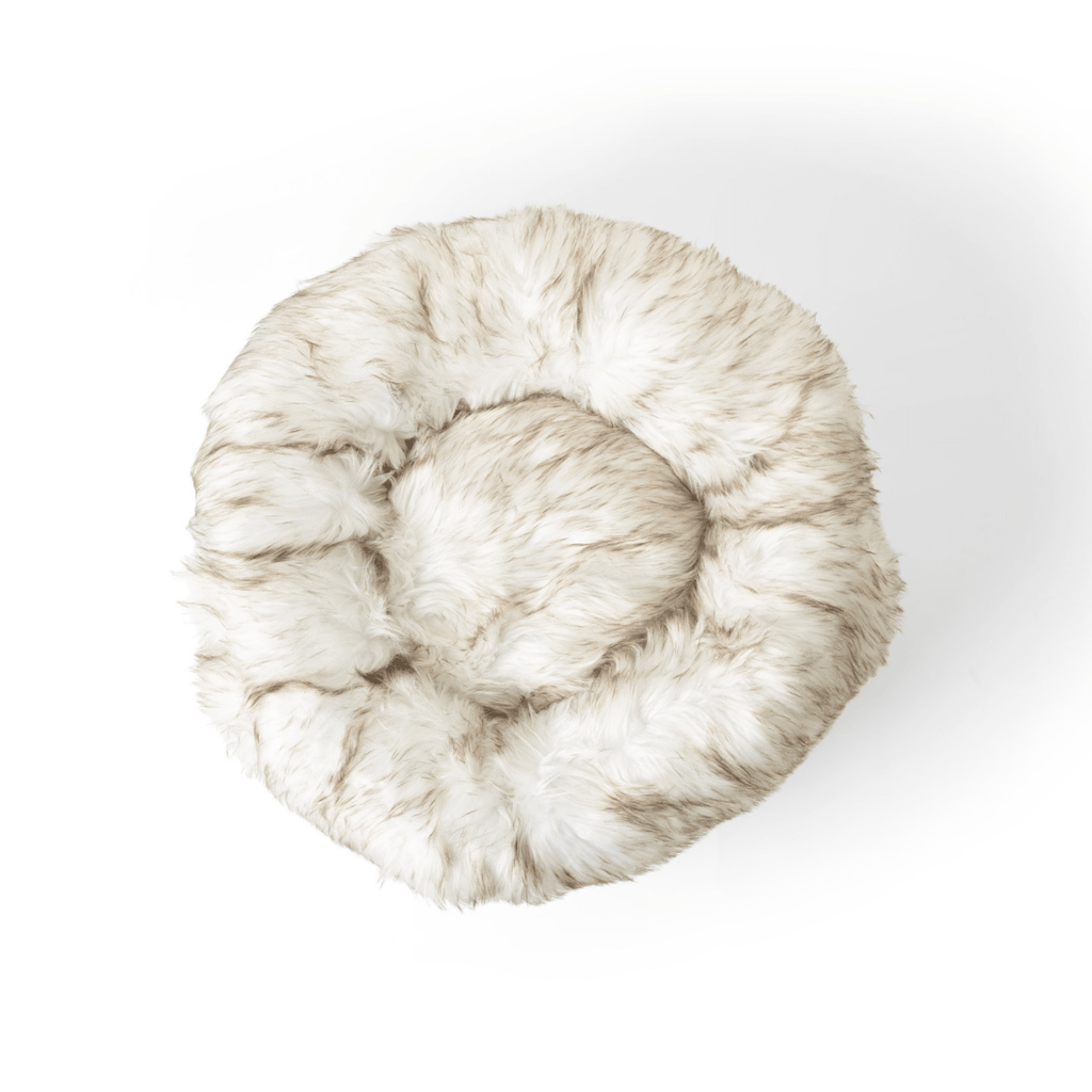 Luxe Faux Fur Donut Bed | Dogs & Cats | White & Brown | Stella & Bone - Stella & Bone