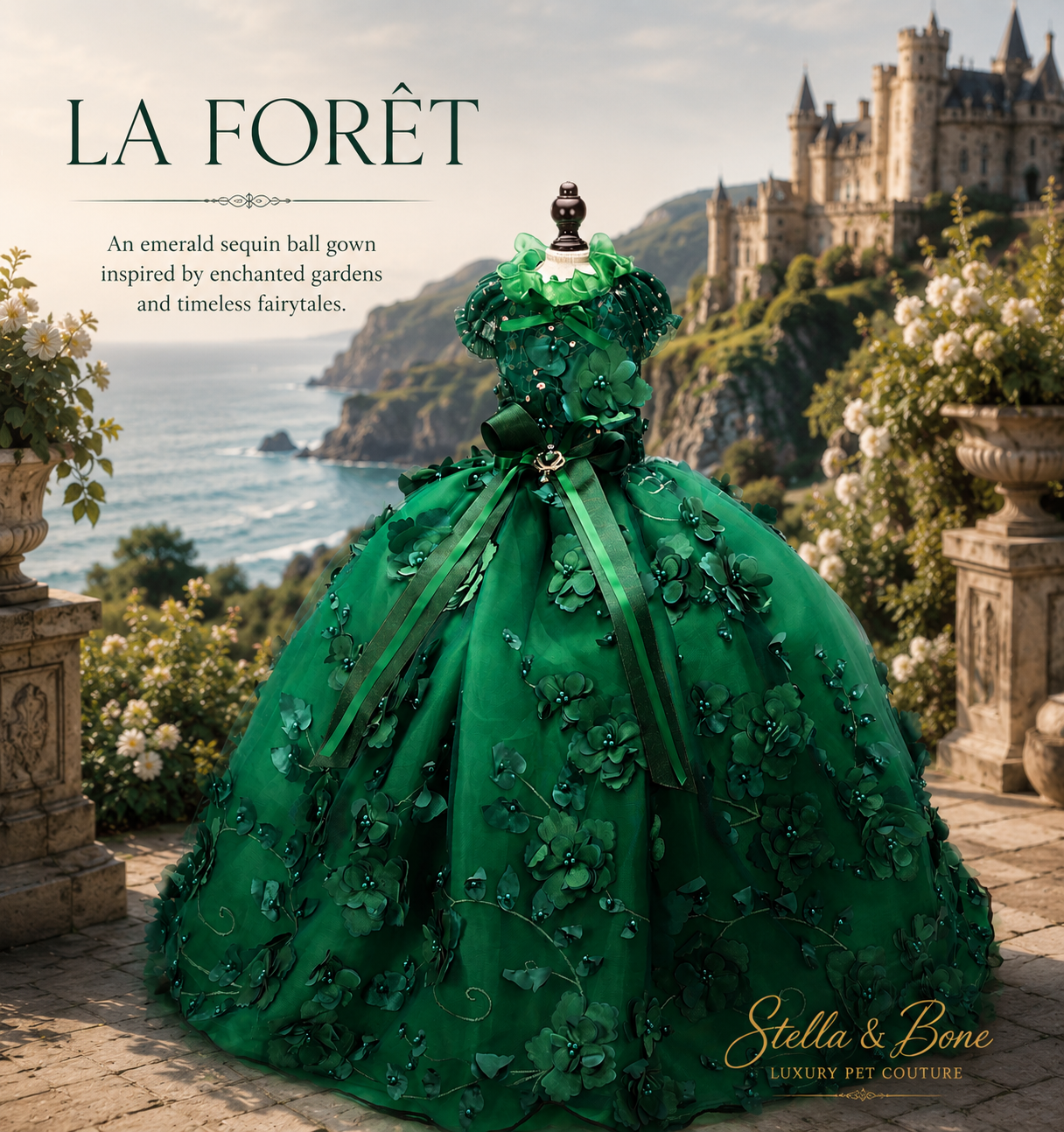 La Forêt | Emerald Sequin Ball Gown | Dogs & Cats | Stella & Bone