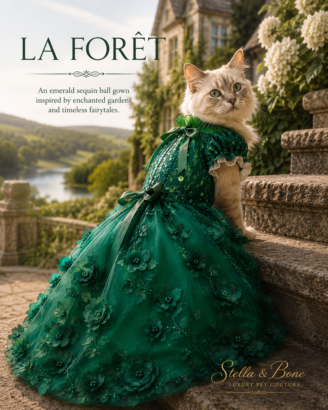 La Forêt | Emerald Sequin Ball Gown | Dogs & Cats | Stella & Bone