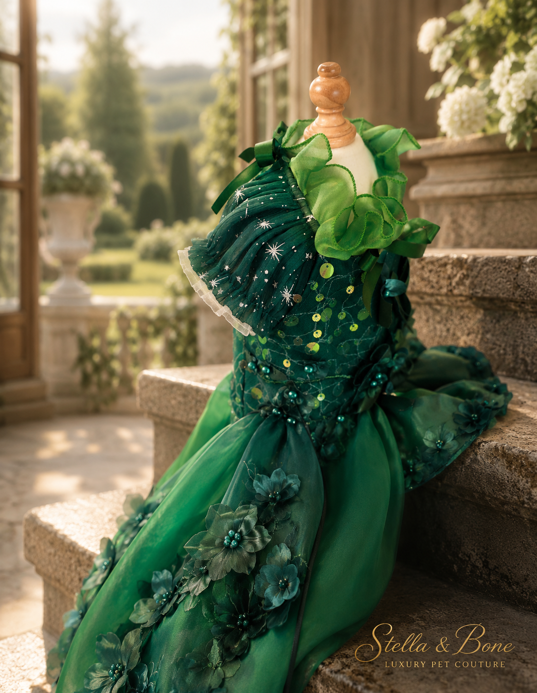 La Forêt | Emerald Sequin Ball Gown | Dogs & Cats | Stella & Bone