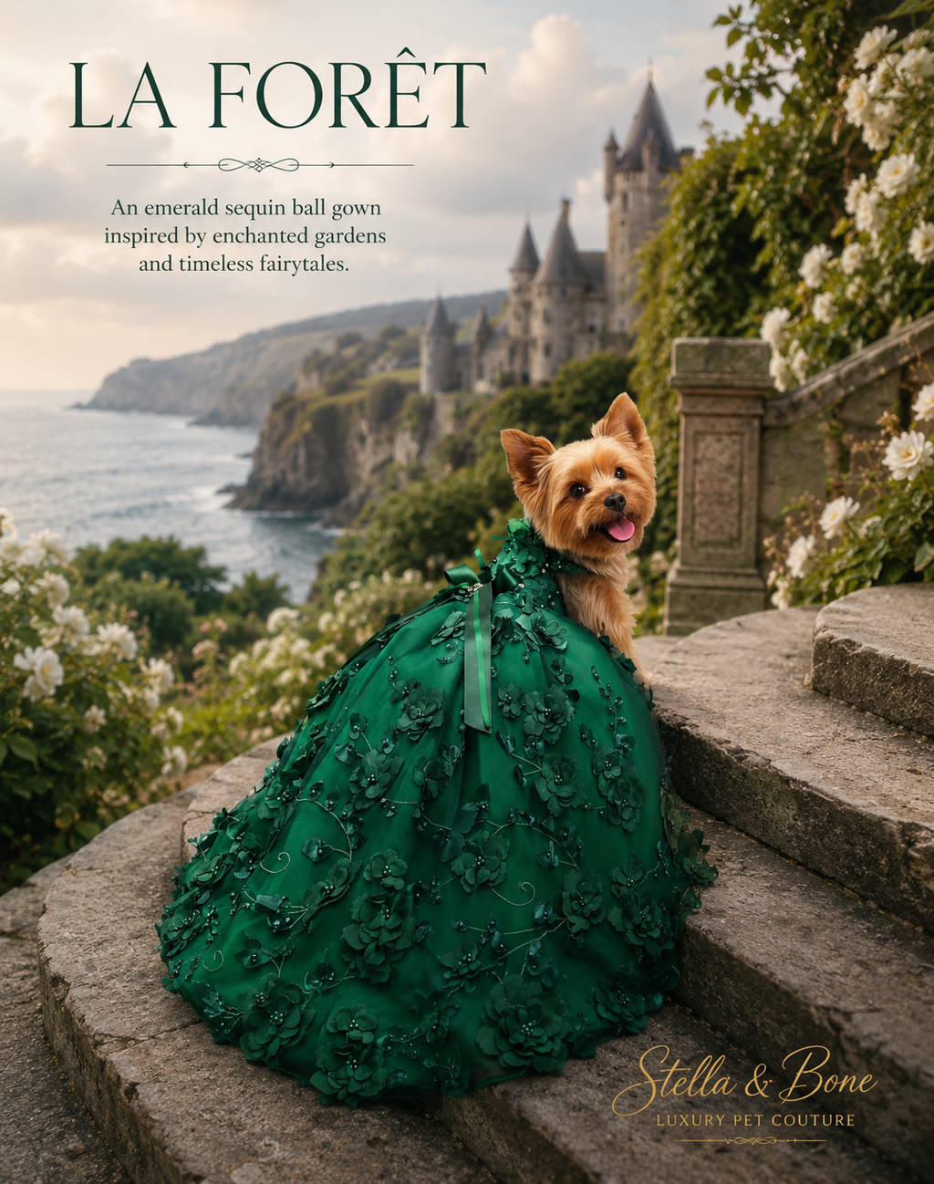 La Forêt | Emerald Sequin Ball Gown | Dogs & Cats | Stella & Bone