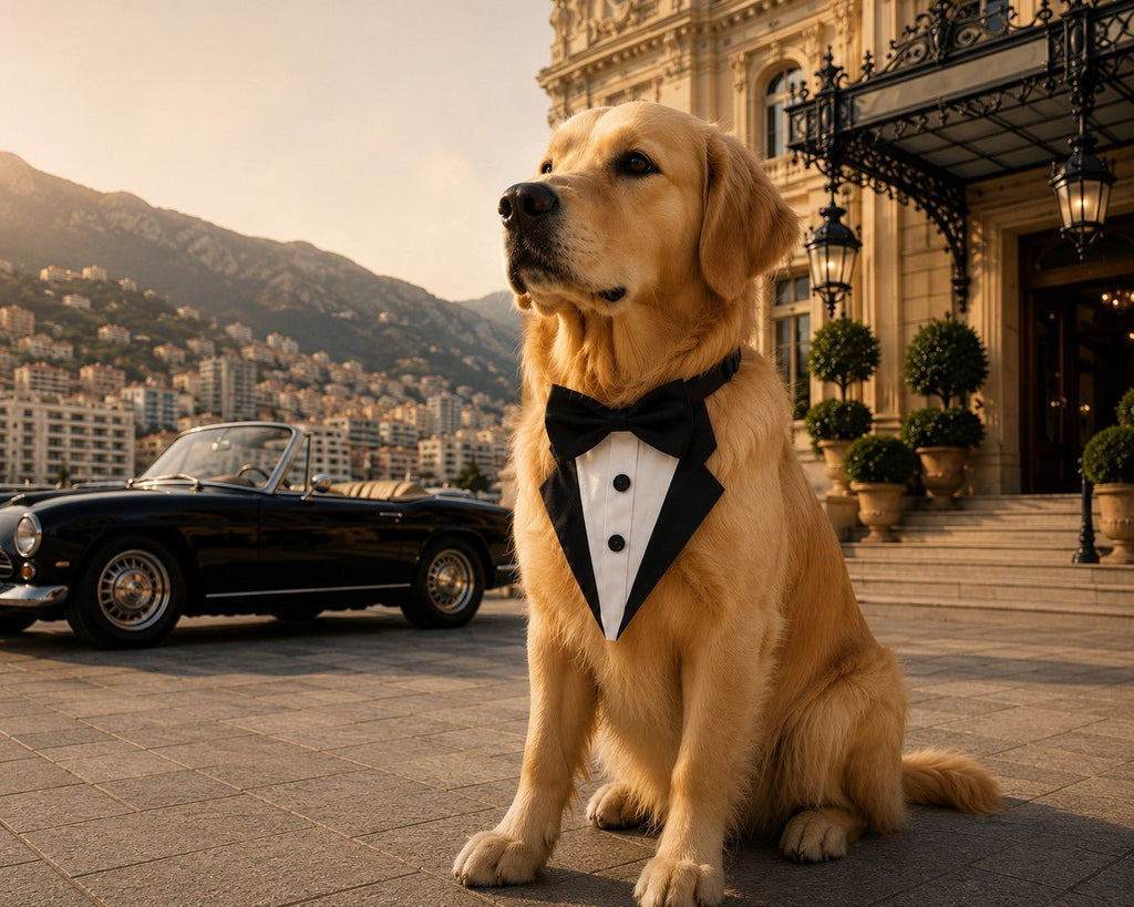 Monte Carlo | Tuxedo Bow Tie Dog Collar | Stella & Bone
