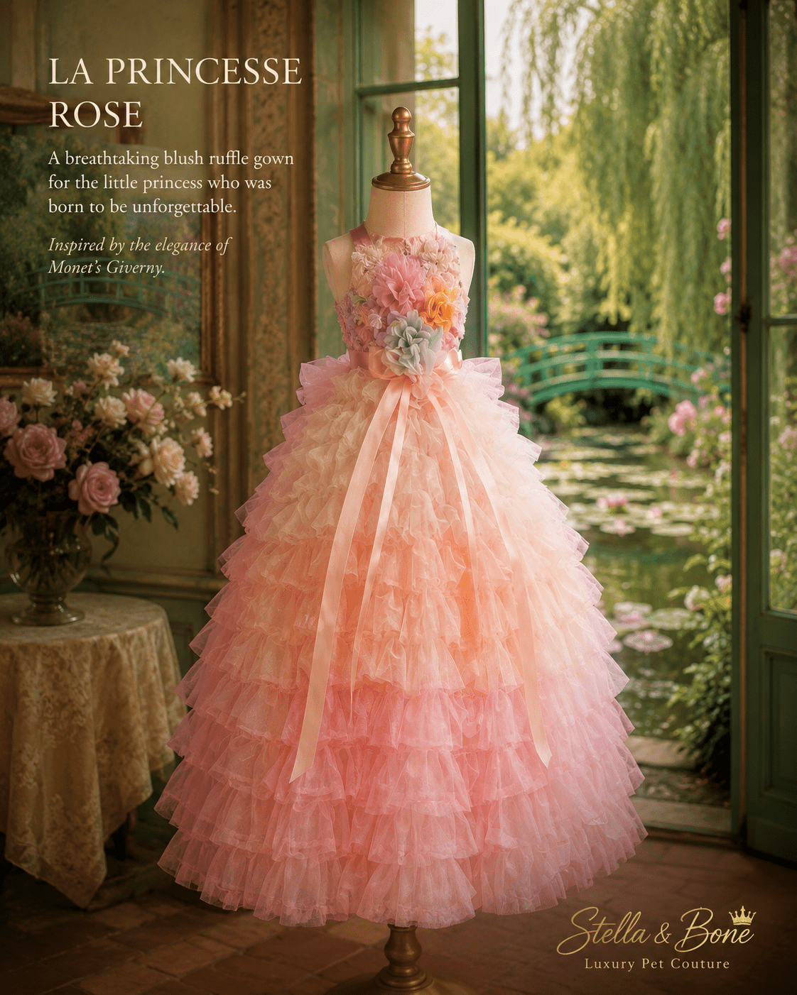La Princesse Rose | Blush Ruffle Dog Gown | Stella & Bone