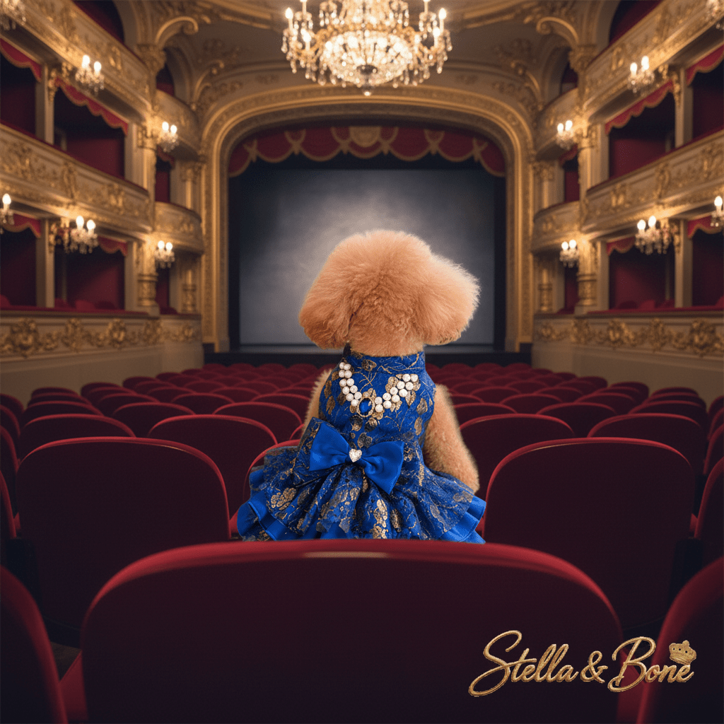La Saphira | Royal Blue Brocade & Pearl Dog Gown | Stella & Bone