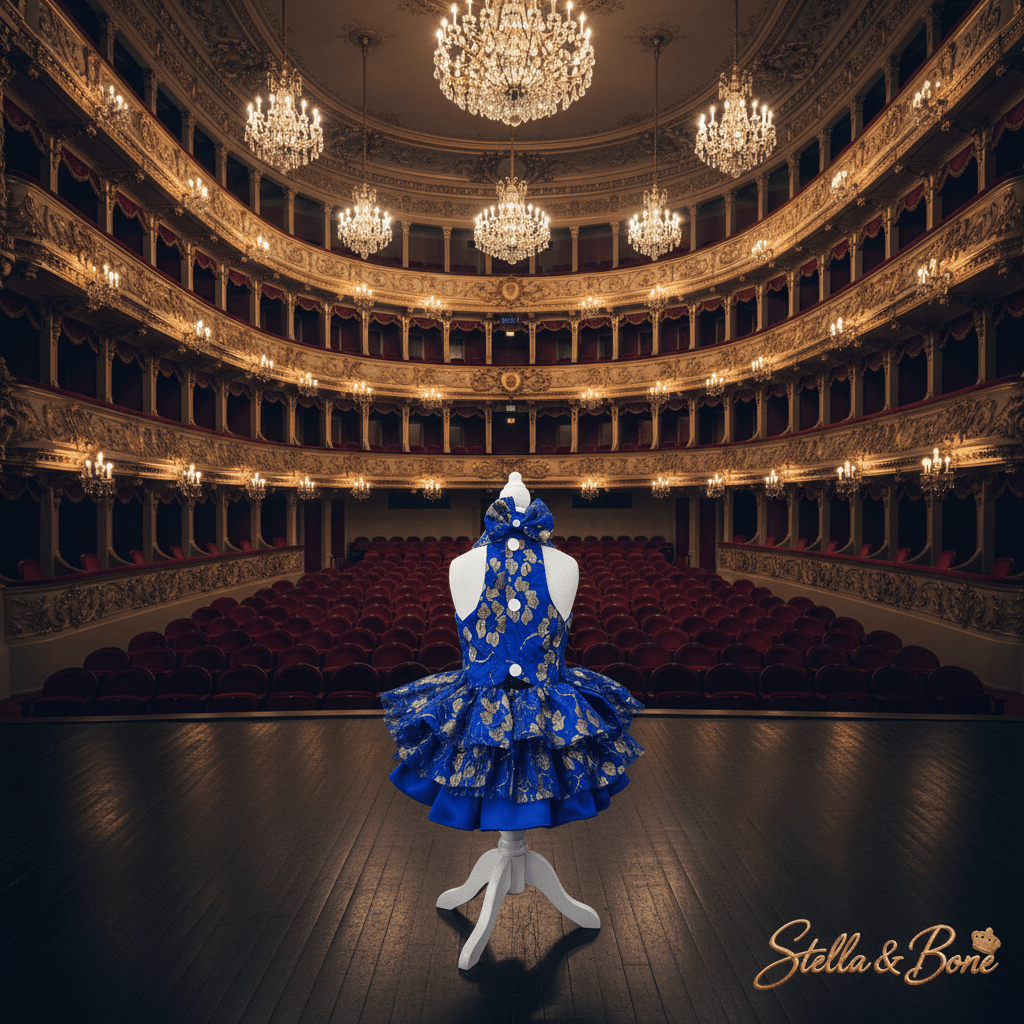 La Saphira | Royal Blue Brocade & Pearl Dog Gown | Stella & Bone