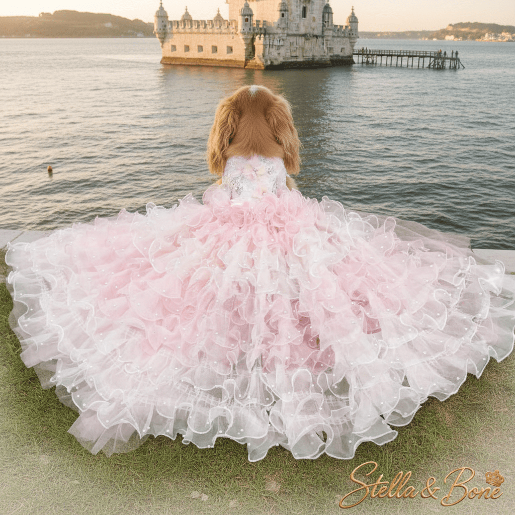 La Perle Rose | Pink Pearl Couture Dog Gown | Stella & Bone