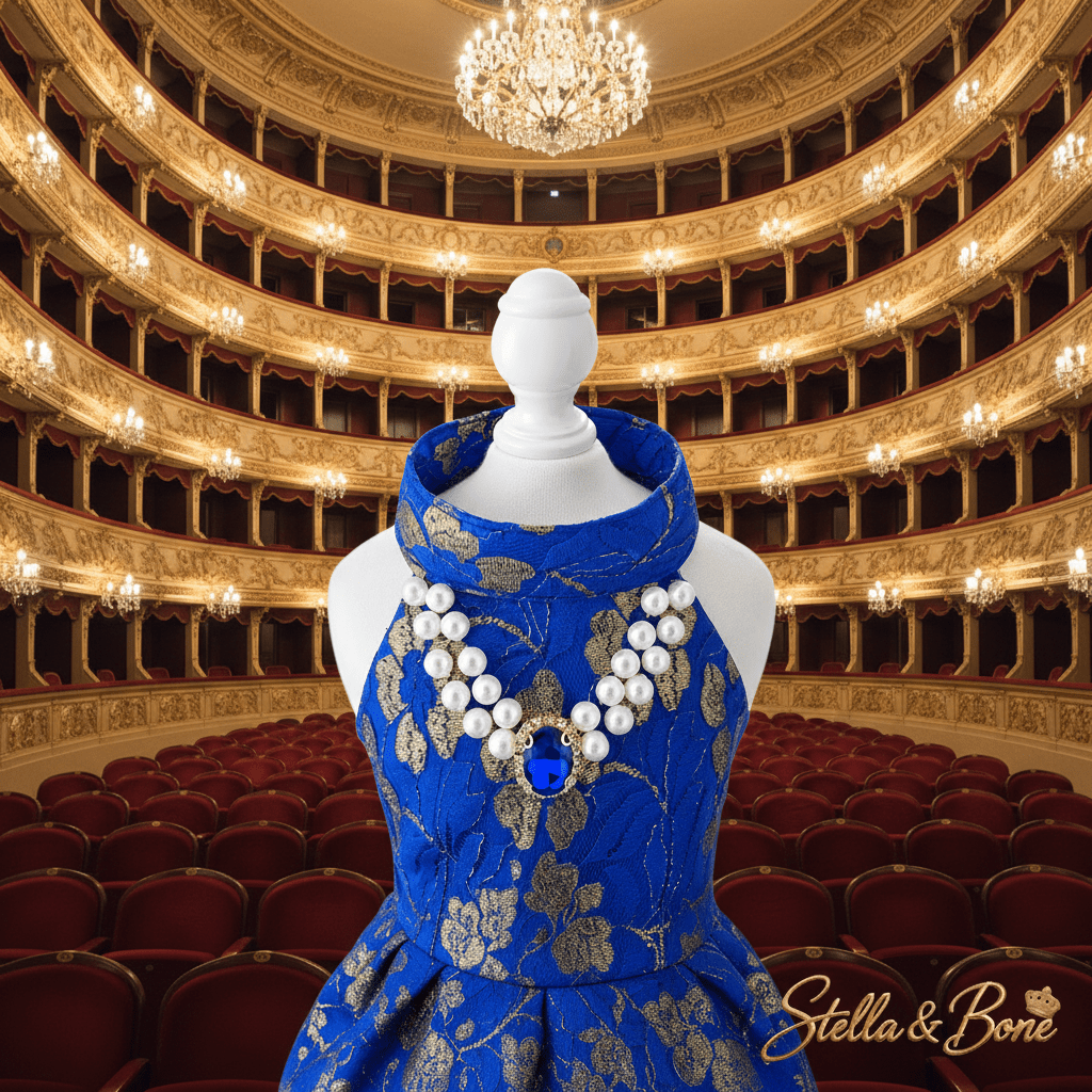 La Saphira | Royal Blue Brocade & Pearl Dog Gown | Stella & Bone