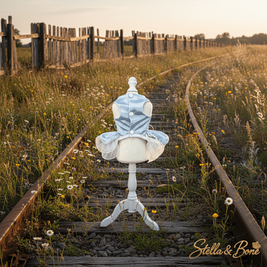 La Belle Bleue | Pearl & Rhinestone Satin Dog Gown | Stella & Bone