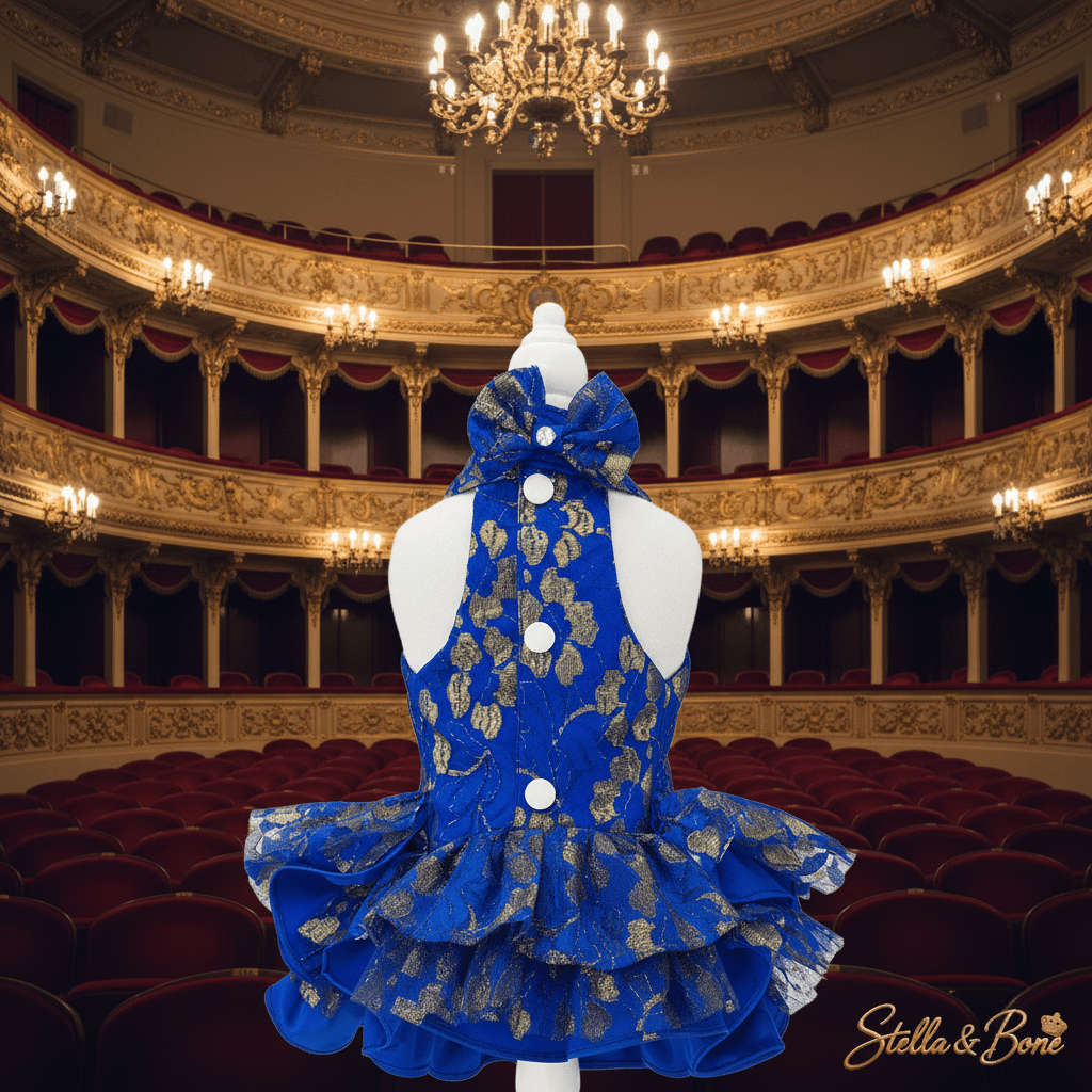 La Saphira | Royal Blue Brocade & Pearl Dog Gown | Stella & Bone